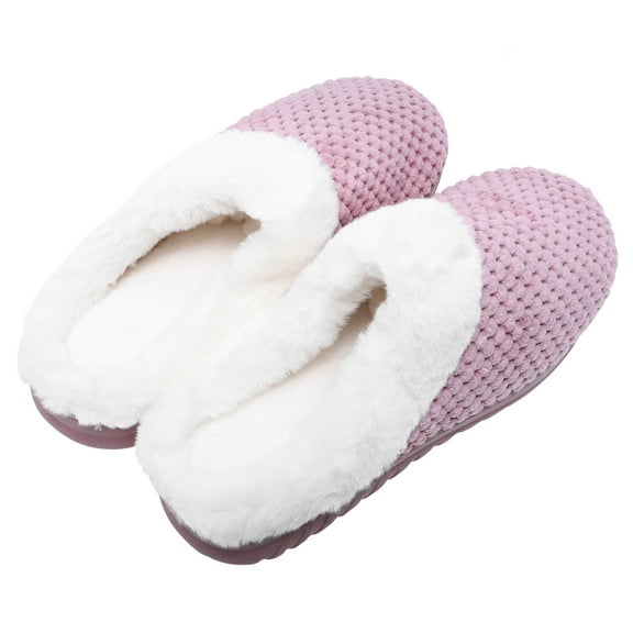KONTONTY Plush Red Adult Slippers for Home Use, Lightweight Anti-Skid Comfort, Size 8.5-9.5 Cozy Footwear