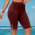thumbnail image 6 of Yeaiivve Women's Biker Shorts High Waist Stretch Plus Size Yoga Shorts with Side Buttons and Slit Solid Color Athletic Shorts for Running Cycling Wine 5XL, 6 of 10