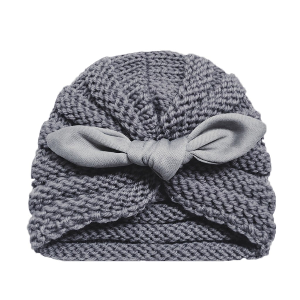 Newborn Baby Boy Girl Knitted Turban Pom Hat Winter Warm Beanie Headwear Cap US