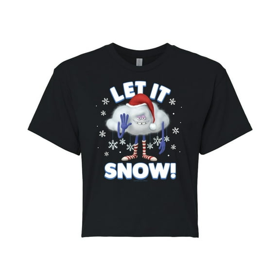 Trolls - Let It Snow Cloud Guy - Juniors Cropped Cotton Blend T-Shirt