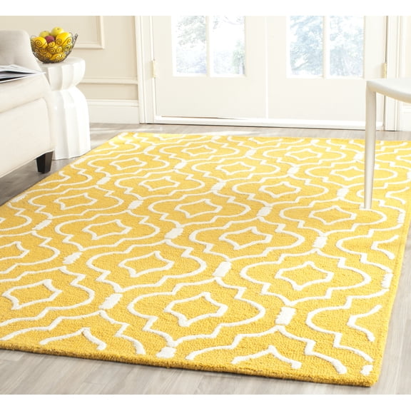 SAFAVIEH Cambridge Julian Geometric Wool Area Rug, Gold/Ivory, 6' x 9'