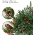 thumbnail image 3 of Bxaolu Lighted Artificial Christmas Urn Filler, Pre-lit Xmas Pine Trees with Cones, Red Berries, Tripod Stake and LED Lights, Outdoor Light Up Planter Filler Holiday Home Decor, 1 Pack, 3 of 5