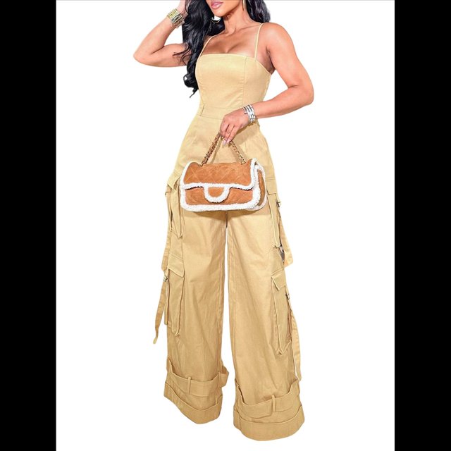 Mono de Mujer, Mono de Pierna , Mono con Múltiples Bolsillos Caqui XL
