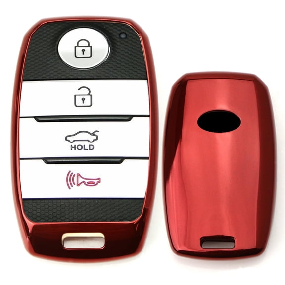 Chrome Finish Red TPU Key Fob Protective Case Cover For Kia Optima K5 Sorento Carens Forte Sportage Soul, etc