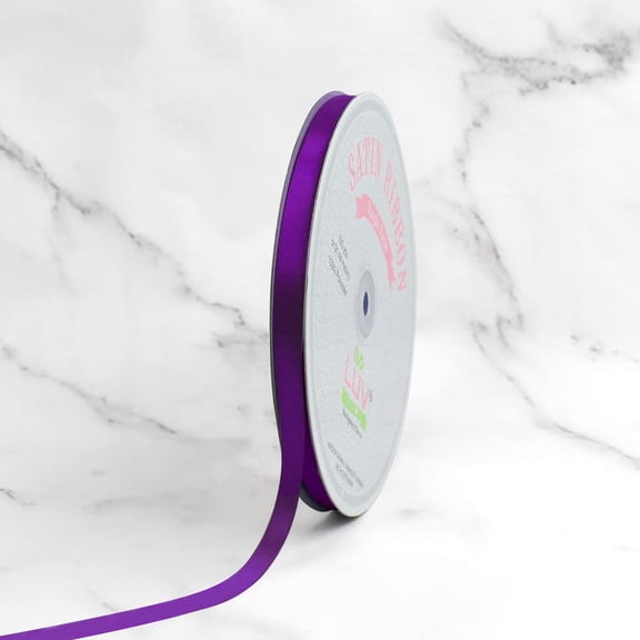 Creative Ideas Solid Satin Ribbon – 3/8" x 100 Yards, Plum Purple
