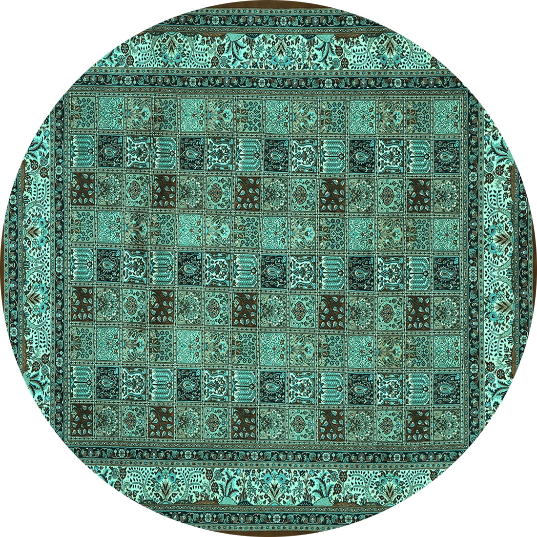 Ahgly Company Indoor Round Persian Turquoise Blue Traditional Area Rugs ...