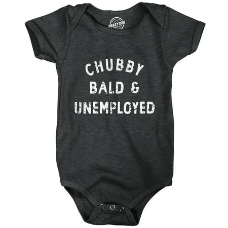 

Chubby Bald And Unemployed Baby Bodysuit Funny Cute Jumper For Infants (Heather Black - UNEMPLOYED) - Newborn