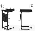 thumbnail image 3 of C Shaped End Table, Small Side Table for Couch, Couch Side Table Arm C Table for Sofa, TV Tray Slide Under Sofa Drink Table with Metal Frame for Living Room, Bedroom, Bedside, Black, 3 of 18