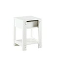 thumbnail image 5 of 15.75" Rattan Side Table, Modern End Table with Drawer and Storage Shelf, Wooden Night Stand for Bedroom Living Room, White, 5 of 9