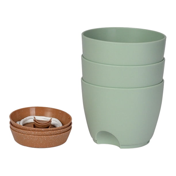 Macetas biodegradables Inteprter 3 piezas Jardín y Patio 7.5 pulgadas Marrón Verde