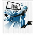 thumbnail image 3 of Ambesonne Teen Room Shower Curtain, Jumping Player Stars, 69"Wx84"L, Black and Violet Blue, 3 of 3