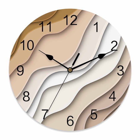 10 Inch Modern Abstract Wall Clock, Geometric Beige Gradient Battery Operated Silent Non Ticking Clocks, Easy to Read Round Wall Clock for Kitchen/Living Room/Bedroom/Bathroom