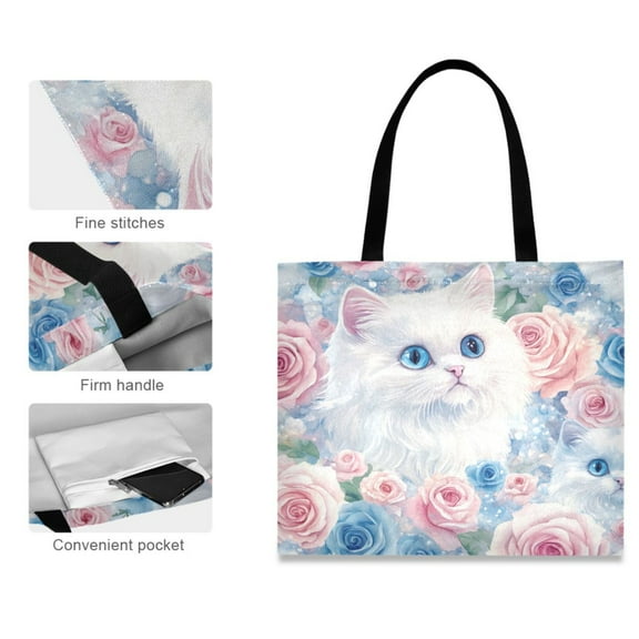 Canvas Tote Bag for Women Girls Design Print Whimsical Feline Dreams Tote