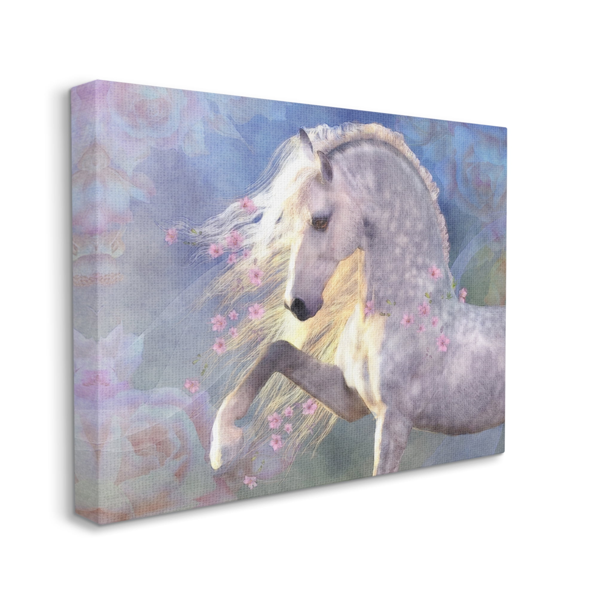 Stupell Industries Encantada Floral Horse Animals & Insects Painting Gallery Wrapped Canvas Art Print Wall Art, 48 x 36