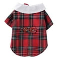 thumbnail image 4 of EGNMCR Chemises pour Animaux Vêtements pour Animaux Costume pour Chien Nouveau Produit Vêtements pour Chiens Robe à Carreaux Rouges Doubles avec Nœud Papillon en Polyester Molleton, 4 of 9