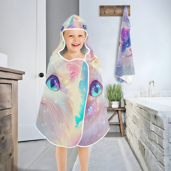 Twinkle Cats Toddler Bath Towel Baby Kid Bath Towels Beach Towel Super Soft and Absorbent for Girl Boy