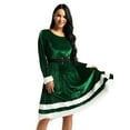 thumbnail image 2 of ZDHoor Women's Velvet Long Sleeve Xmas Mrs Santa Claus Costume Christmas Fancy Dress Outfits Green 5XL, 2 of 8