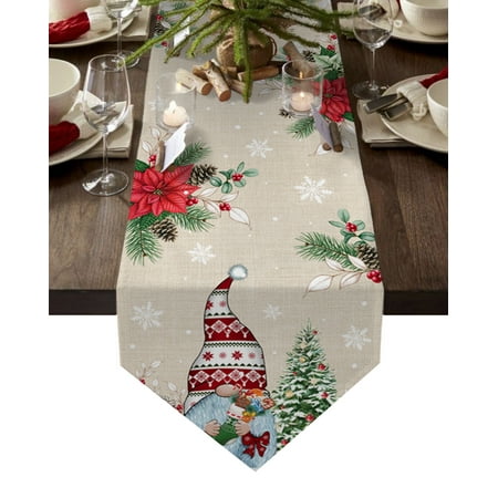 

Snowflake Merry Christmas Red And Black Plaid Table Runner Desktop Tablecloth Decorations for Home Xmas New Year Ornaments (LXM11787 41x183cm)