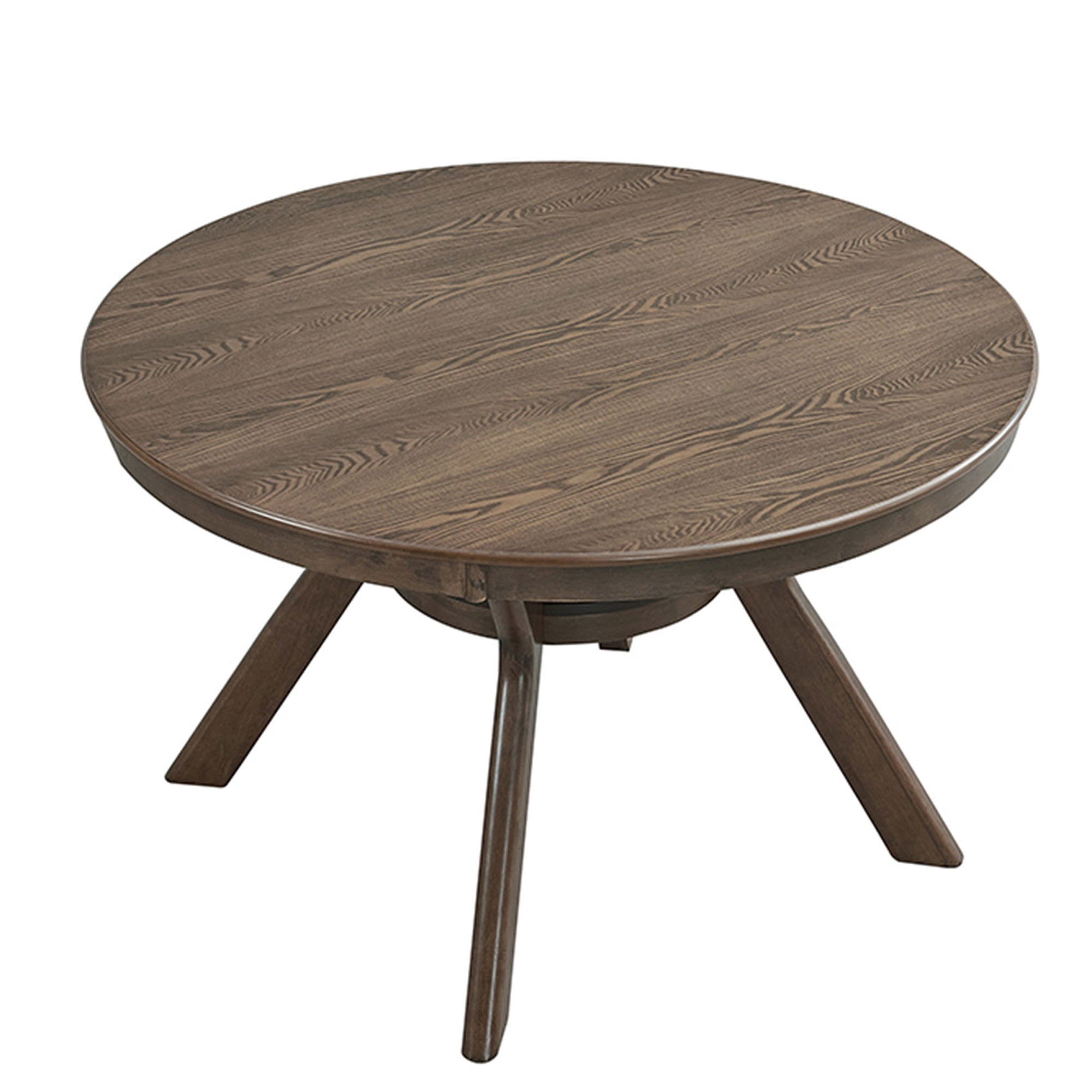 PORKISS 47" Round Dining Table for 4 People, Coffee Table, Modern Farmhouse Wooden Kitchen Table with Storage Shelf, Living Room, Oak (Chairs Not Included)