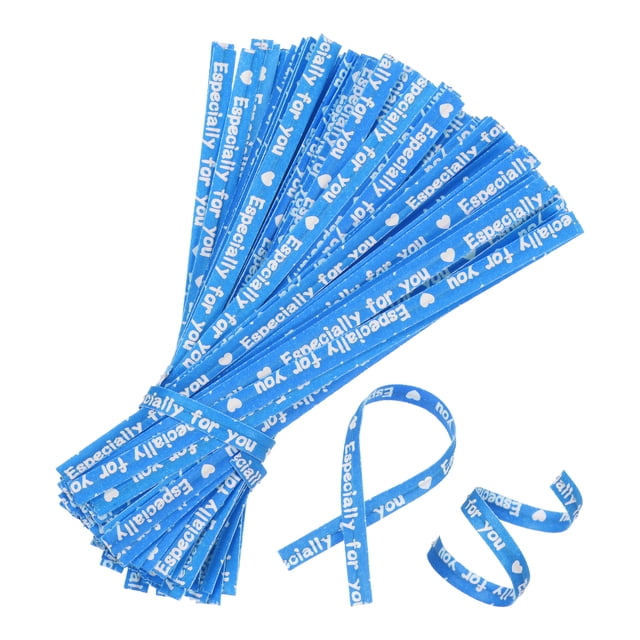 Ataduras de papel kraft de 700 piezas, 9cm/ 3.5 pulgadas para pan, ataduras de colores azul/blanco