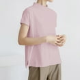 thumbnail image 4 of cfhntfmh Lounge Tops for Women Mock Neck Short Sleeve Loose Basic T-Shirts Summer Casual Comfy Plain Blouses, 4 of 5