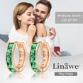 thumbnail image 4 of Linawe Green Small Hoop Earrings, Rose Gold Huggie Earrings for Women Trendy, Cubic Zirconia Earrings Stud, Piercing Jewelry, Cartilage Mini Hoop, Emerald Earrings Flat Back, 4 of 5