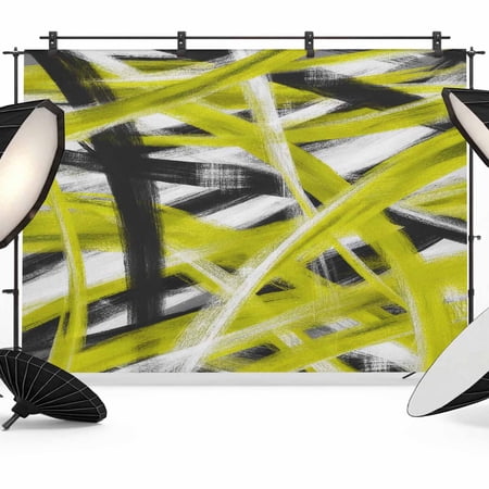 Photo Backdrop 5x7 ft Yellow Graffiti Lines Photography Backdrops Curtains Wall Covering Twist Stripes Waves Photo Booth Drapes for Backdrop Photoshoot Wedding Party Birthday Background Screen