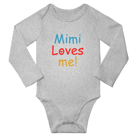 

Mimi Loves Me Cute Baby Long Sleeve Bodysuit Boy Girl Unisex (Gray 6-12M)