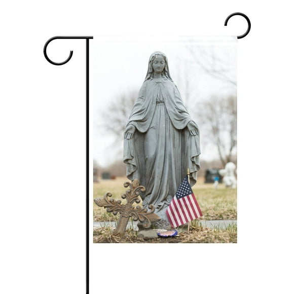 EREHome Home Garden American Flag and Stone Carving Welcome 28x40 Inches Decorative Garden Flags