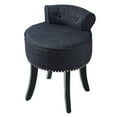 thumbnail image 4 of Inspired Home Bardot Linen Vanity Stool Nailhead Trim Roll Back Bedroom, Dark Grey, 4 of 9