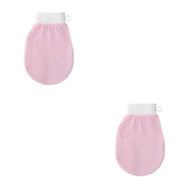 Jumpingount Guante de baño portátil para adultos, brazo, pierna, pecho, espalda, cuerpo, guantes exfoliantes, accesorios de baño, color rosa Rosa 2Conjunto
