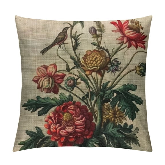 Fenyluxe Vintage Farmhouse Decorative Throw Pillow Covers Leaf Floral Tulip/Daffodil/Irises Couch Throw Pillowcase Cushion Cover for Garden Home