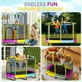 thumbnail image 5 of Baxluxe 60" Kids Trampoline 7-in-1, Elliptic Toddler Trampoline with Safety Enclosure Net, Height Adjustable Handrail & 500lbs Capacity, Mini Bouncer with Swing for Age 3-8, Stars, 5 of 9