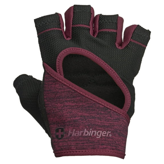 Harbinger Women's FlexFit Wash and Dry Weightlifting Gloves with Padded Leather Palm (1 Pair), Black/Merlot, Medium