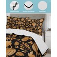 thumbnail image 3 of Quilts Queen Size Bedding Set, Thanksgiving Fall Reversible Summer Quilt 3 Pieces, Retro Pumpkin Cones Maple Leaf Black Lightweight Bedspreads Coverlets with 2 Pillow Shams for All Seasons, 3 of 5