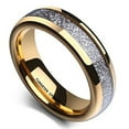 thumbnail image 2 of Wedding Ring for Women 6mm Gold Tungsten Wedding Band Inspired Meteorite, 2 of 4