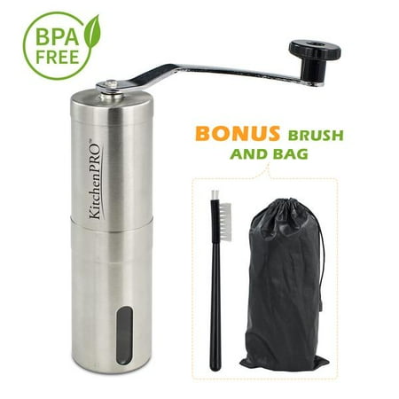 Burma Box - Revolutionary Manual Coffee Grinder With a Unique Screw Patent for Easier Grinding, Heavy Duty Conical Ceramic Burr Mill for Precision Brewing, Stainless Steel, Portable, Perfect Gift Set