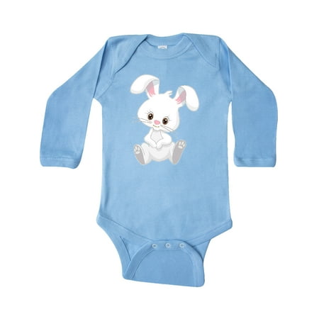 

Inktastic Cute Sitting White Bunny Rabbit Gift Baby Boy or Baby Girl Long Sleeve Bodysuit