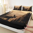 thumbnail image 4 of Castle Fairy Rustic Jungle Moose Bed Sheets 4-Piece,Woodland Animal Full Size Sheets,Tan Black Cream,1 Fitted Sheet, 1 Flat Sheet and 2 Pillowcases, 4 of 6