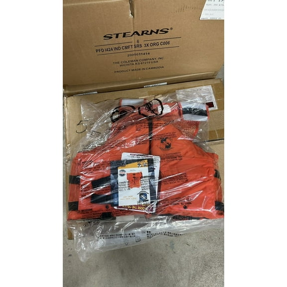 Stearns 1424 Life Vest Size XXXL PFD1424 IND CMFT SRS 3X ORG C006