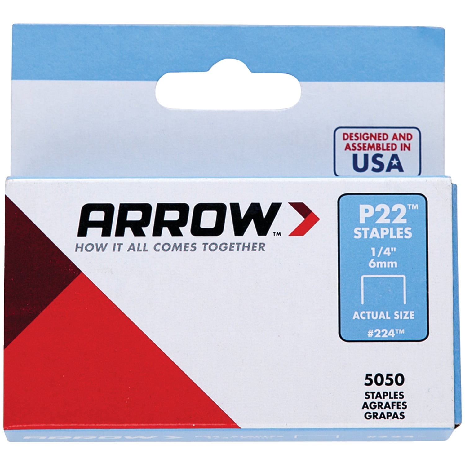 6 Pack Genuine Arrow P22 Staples #224 1/4 Inch 6 mm Staplers Fastener Staples 