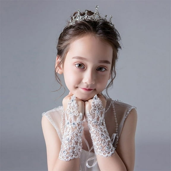 Girls Princess Gloves Girls Dress Glove Lace Diamond Photography CostumeB.hc WA