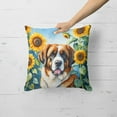 thumbnail image 2 of Saint Bernard in Sunflowers Throw Pillow 18 in x 18 in, 2 of 5