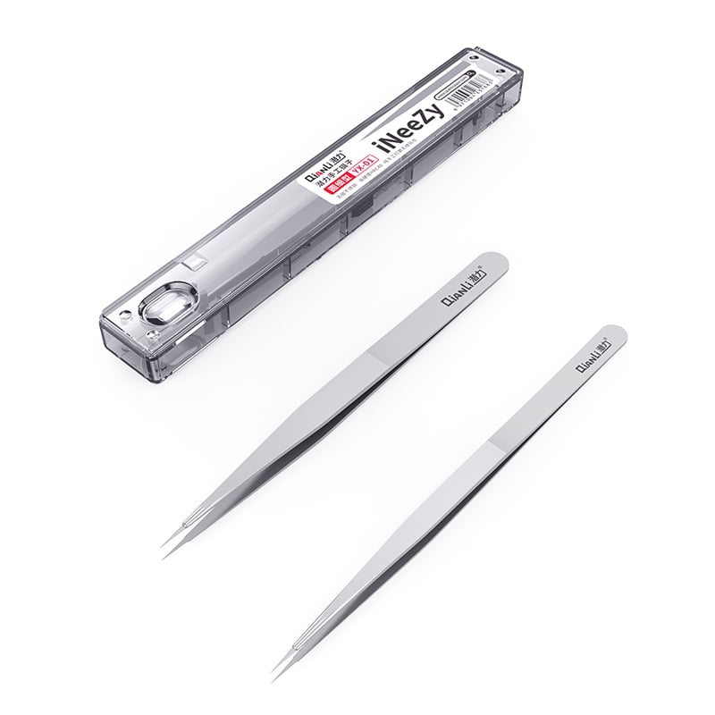 Replacement iNeeZy Handmade Non-Magnetic Stainless Tweezers (Silver - Wide) (Qianli)
