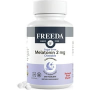 Freeda 2mg Melatonin Chewables Natural Sleep Aid Vegan Supplement Tablets for Kids and Adults, 240 Count