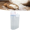 thumbnail image 4 of HUGFEGWE Rice Storage Container, Plastic Rice Dispenser Bin with Measuring Cup, Airtight Grain Dispenser with Claer Scale, Clear Kitchen Food Dispenser for Rice, Beans, Grains, Small Dry CA919-108020, 4 of 9