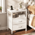 thumbnail image 6 of LIFERECORD Night Stand with 2 Fabric Drawers, Nightstand with Charging Station, End Tables with Storage Shelf for Small Spaces, Bedside Table Side Tables for Bedroom, White, 6 of 7