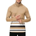 thumbnail image 5 of LTTVQM Lightweight Cooling Long Sleeve Hooded Rash Guard UPF 50+ Horizontal Stripe Printed Attached Full Face Mask Multi Scene Outdoor Sports Top Coffee S, 5 of 6