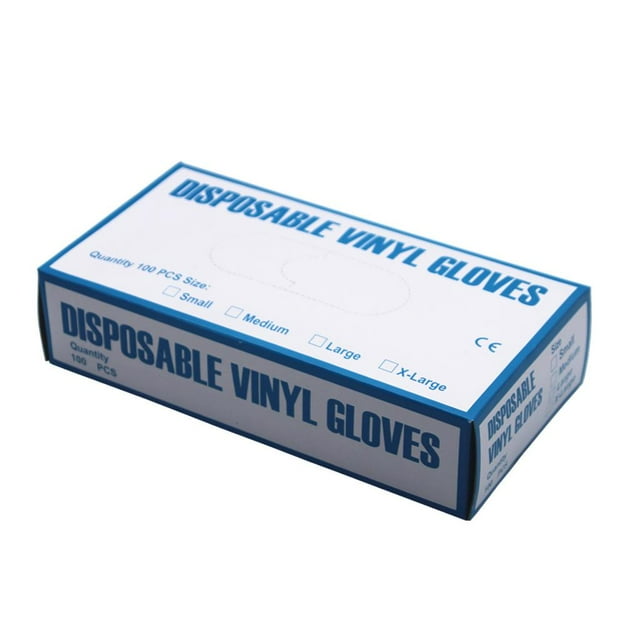100x Transparent PVC Plastic Disposable Gloves for Restaurant Latex Gloves L