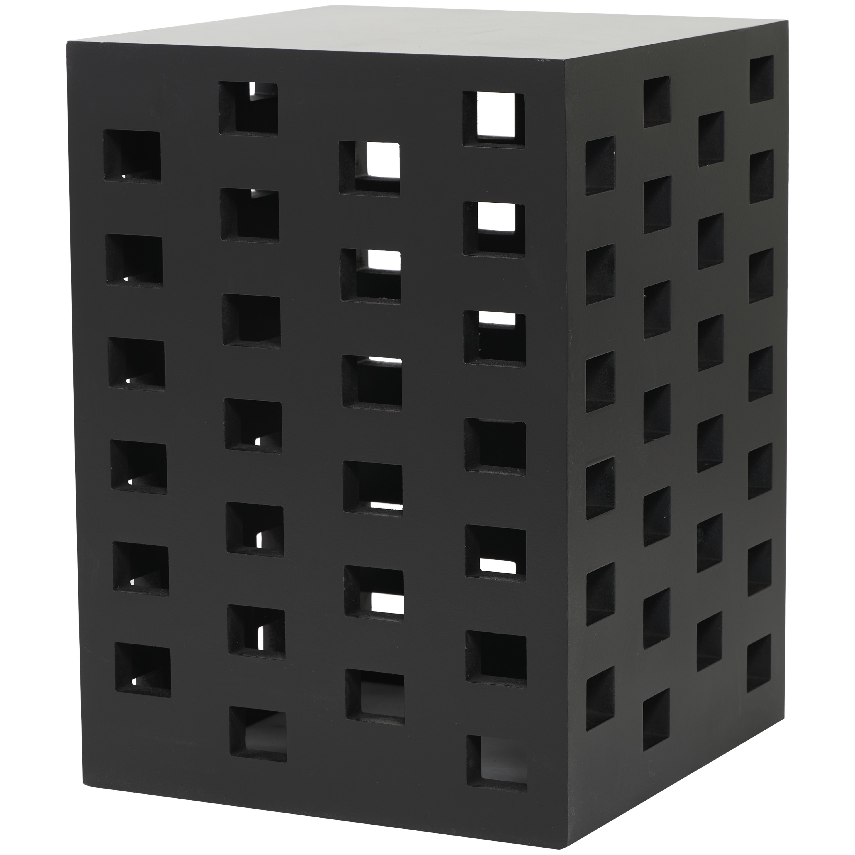 DecMode 13" x 18" Black Wood Geometric Accent Table, 1-Piece